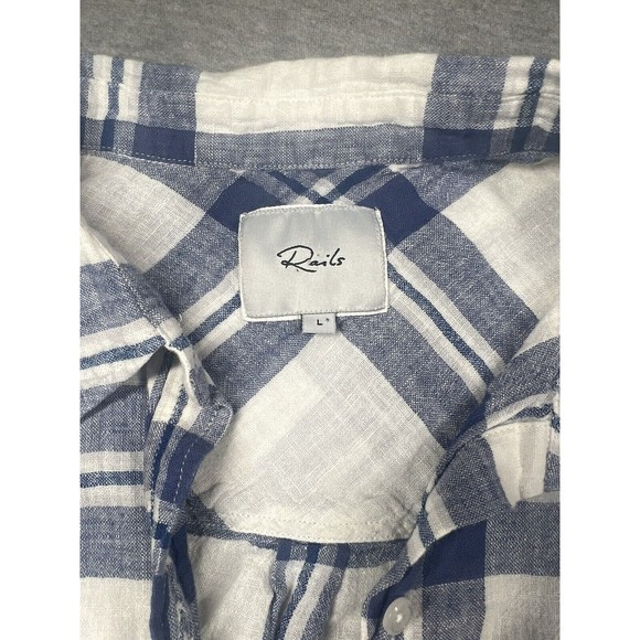 Rails Womens Sz L Amelie Tie Front Button Down Shirt in Lapis Coast Blue White - Picture 4 of 8